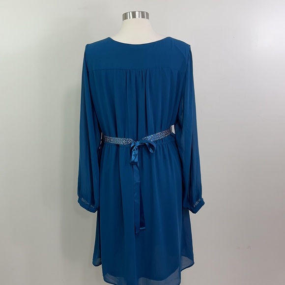 H&M Mama Teal Chiffon Dress with Embellished Belt - Picture 6 of 12